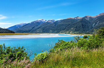 Haast River, South Island, New Zealand, Oceania.