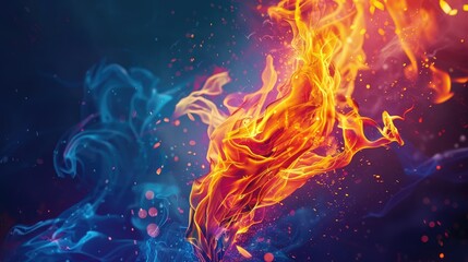 Dynamic abstract art with elements of fire and flames, background image
