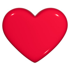 3D red heart isolated on transparent background.Valentine love symbol.Health icon.