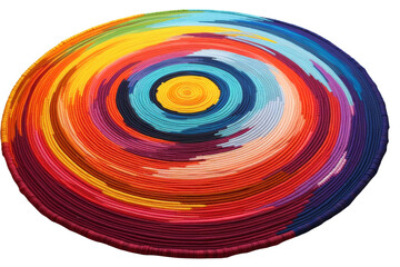 A colorful rug with a rainbow pattern. The colors are bright and vibrant, creating a cheerful and lively atmosphere