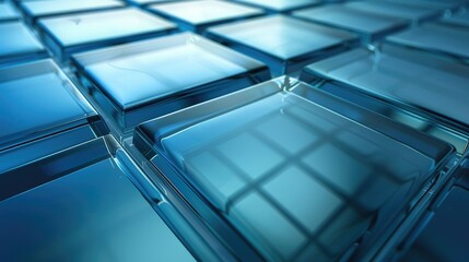Glass geometric background, Blue Glass Tiles with Geometric Pattern