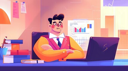 Fototapeta premium Business Banker's Role: Financial Data, Client Communication, and Relationship-Building
