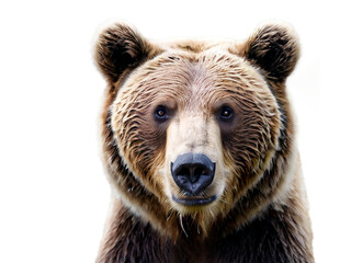 Grizzly bear, close-up, isolated on transparent background, PNG format