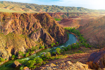 View of the Black Canyon at sunset.