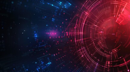 Fototapeta premium Futuristic digital interface with red and blue circular elements, background image 