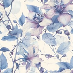 flower pencil sketch in the style of pastel color tile seamless background
