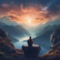 Wondrous image of spaceman travel through stargate with scifi landscape