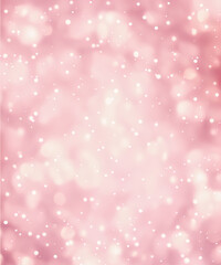 Abstract pink bokeh with snow, Christmas and new year theme background