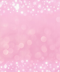 Abstract pink bokeh with snow, Christmas and new year theme background