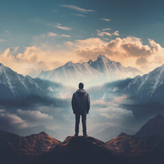 Wondrous image of spaceman travel through stargate with scifi landscape