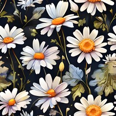 Daisy flower seamless pattern. Floral print with  chamomile great for fashion fabric, home decor textile and wallpaper
