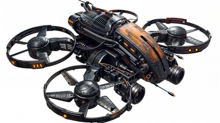 Detailed illustration of a futuristic sci-fi drone