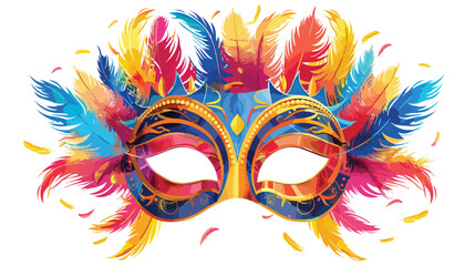 Bright Brazil carnival mask decorated with feathers.