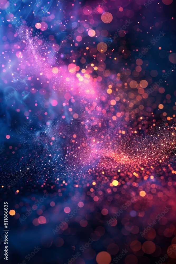 Poster fluid particles moving in high definition. neon-colored liquid glowing dust creating a mesmerizing f