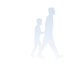 Paper Cut Character of Father and Son Together Walking on Png Background, Father's Day Greeting Card.