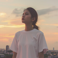 Woman in White T-Shirt