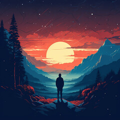 Wondrous image of spaceman travel through stargate with scifi landscape