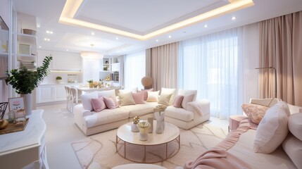 Tranquil White and Blue Living Room for Serene Home Decor Magazines and Design Showcases