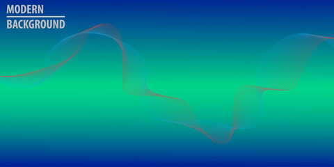 Dynamic waves line vector background with dark blue, green, orange color abstract fit for poster, backdrop and information text