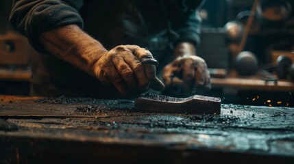 Vivid pictures of a skilled blacksmith at work fill our minds with images of Smiths craftsmanship, Generated by AI - obrazy, fototapety, plakaty