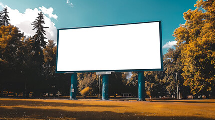 Open Canvas: Blank Billboard in a Lush Park Setting