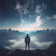 Wondrous image of spaceman travel through stargate with scifi landscape