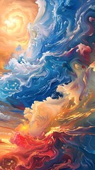 Fototapeta premium Captivating Cosmic Chaos A Vibrant Explosion of Color Energy and Imagination