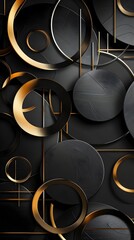 Captivating Geometric Abstract Composition with Overlapping Circular Shapes and Contrasting Tones