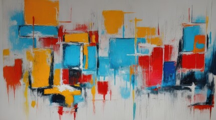 abstract expressionist painting with white background