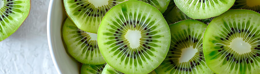 green kiwi fruit in a white bowl