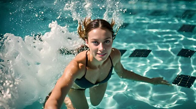 Frau taucht im Pool