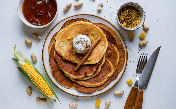 Apam balik folded pancake with peanuts and corn