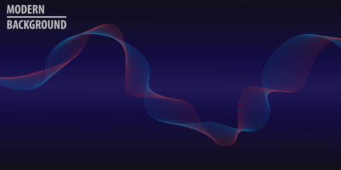 Dynamic waves line vector background with dark blue color abstract fit for poster, backdrop and information text