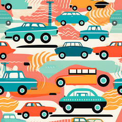 Car digital art seamless pattern, the design for apply a variety of graphic works