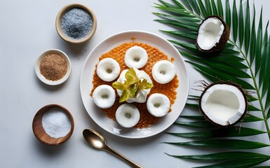 Cendol dessert with coconut milk and palm sugar