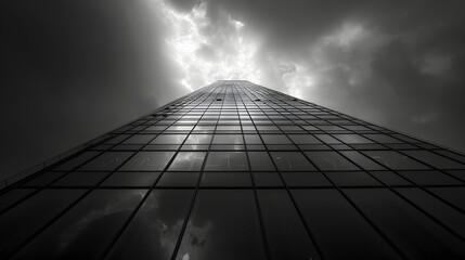 city skyscraper in black and white