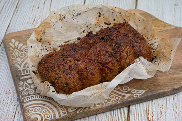 Plant based meat alternative- seitan made of vital wheat gluten.  Seasoned, air fried.