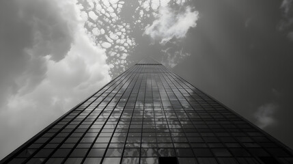 city skyscraper in black and white
