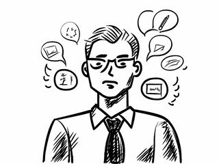 illustration of a man thinking for business