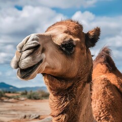 Fototapeta premium portrait of a camel - Generative AI