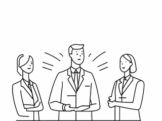 Businessman talking with team