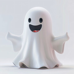 Ghost character. Halloween scary ghostly monster, dead boo spook and cute funny boohoo spooky fly anima or horror curious devil phantom costume isolated cartoon.