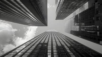 city skyscraper in black and white