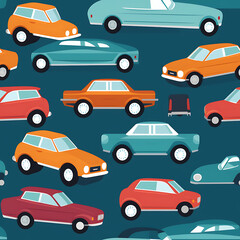 Car digital art seamless pattern, the design for apply a variety of graphic works