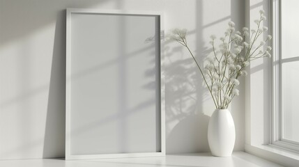 Frame mockup, modern home interior, wall poster closeup frame, 3D render