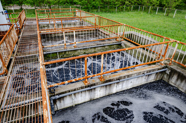 sorting container basins at a domestic water purification and treatment station