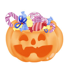 Halloween pumpkin with candy