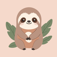 Cute Sloth for toddlers' learning books vector illustration