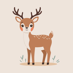 Vector illustration of a lovable Deer for children's picture books