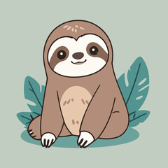 Cute Sloth for toddlers books vector illustration